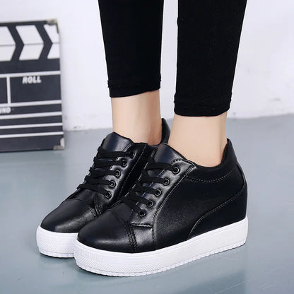 Black and white hidden wedge heel slippers casual shoes wedge high platform shoes Woman Women's high heel shoes sneakers erf56