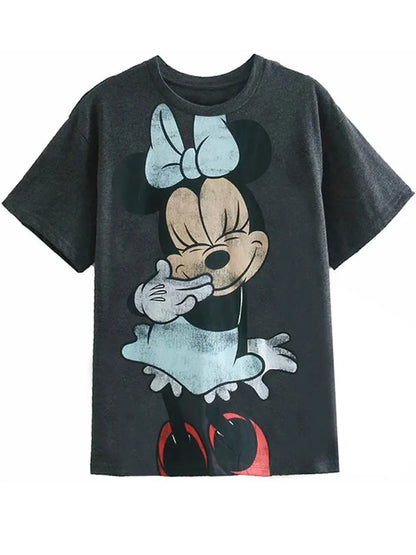 Disney T-Shirt Bambi Deer Fashion Women T-Shirt Summer Cartoon O-Neck Short Sleeve T-Shirt Women Casual Tee Tops Female Femmes