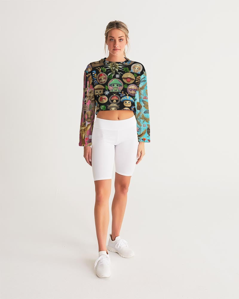 Abstrak dragonfly Women's All-Over Print Cropped Sweatshirt