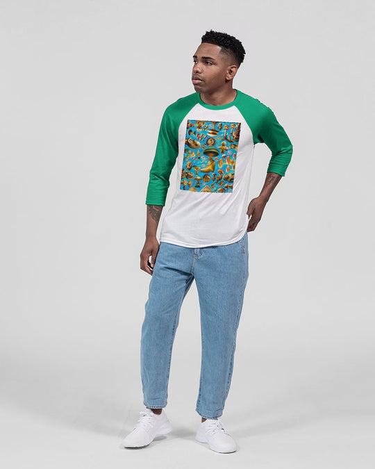 Illustration Abstrak Unisex Three-Quarter Sleeve Baseball Tee | Bella + Canvas