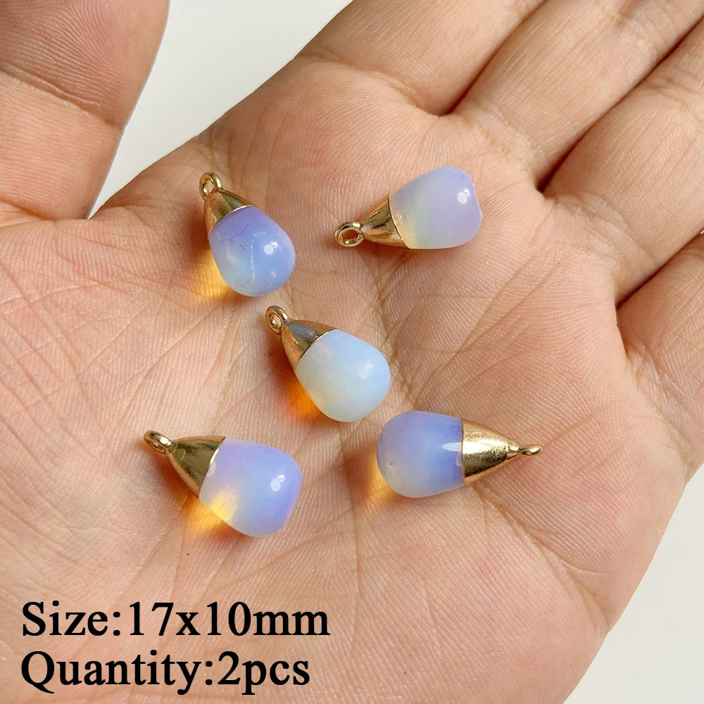 2PCS/lot Opal Stone Pendant White Oval Heart Star Moon Shape Connector Charms Fit Jewelry Making DIY Necklace Earrings Bracelets