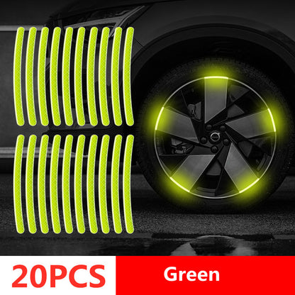 Car Wheel Hub Reflective Stripes Door Handle Safety Warning Sticker Car Rear Warning Tape Automobile Sticker Exterior Accessorie