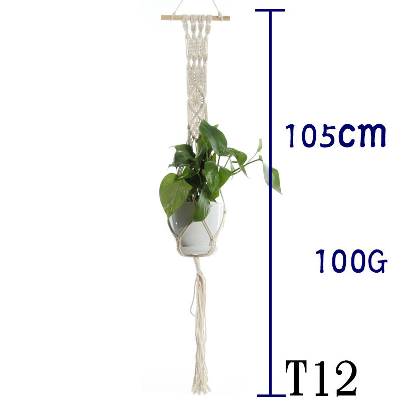 Flower Pot Net Bag Beige Cotton Rope Indoor Plant Hanger Hanging Basket Sling