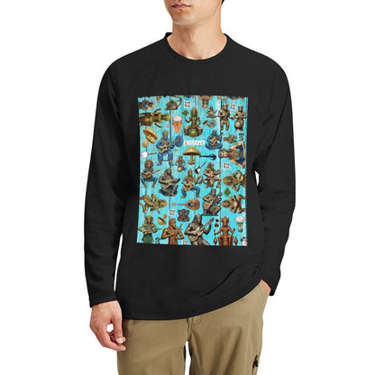 DTG 180gsm Men's Crewneck Long Sleeve T-shirt (Front Printing)