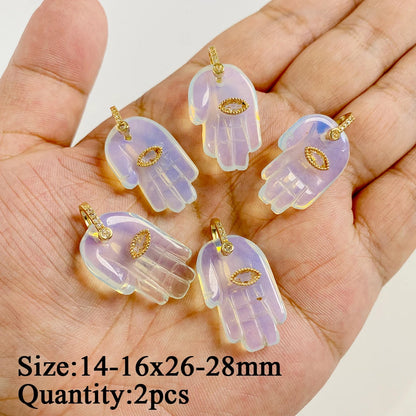 2PCS/lot Opal Stone Pendant White Oval Heart Star Moon Shape Connector Charms Fit Jewelry Making DIY Necklace Earrings Bracelets