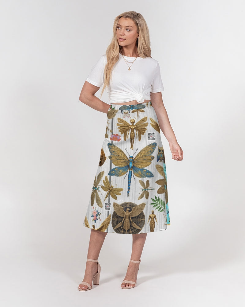 Abstrak dragonfly Women's All-Over Print A-Line Midi Skirt