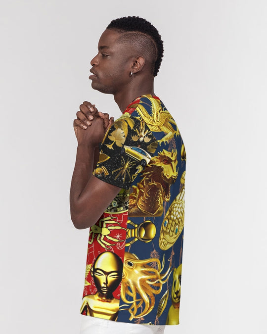 Outer Space Abstrak Men's All-Over Print Pocket Tee