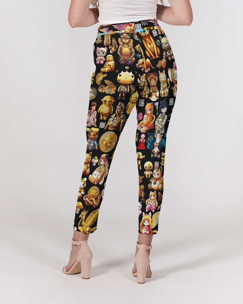 4 Annunaki Abstrak Collection Women's All-Over Print Belted Tapered Pants