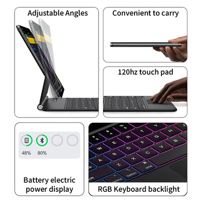 For iPad Magic Keyboard For iPad 10th Pro 11 12.9 3rd/4/5/6th Air 10.9 4/5th Ultra Slim Bluetooth Keyboard for iPad Accessories