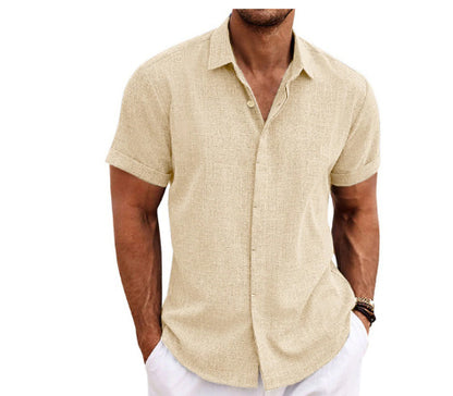 Men's Linen Short Sleeved T-shirt Loose Fitting