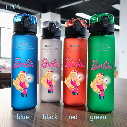 Barbie 560ML Large Capacity 4 Color Children Water Cup Portable Plastic Outdoor Sports Aldults Water Bottle Anime Customizable