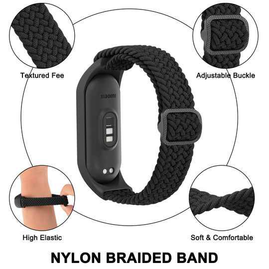 Braided Watchband For Xiaomi Mi Band 7 6 5 4 3 Strap Elastic Adjustable Wristband For Amazfit Band 5 Band Replacement Bracelet