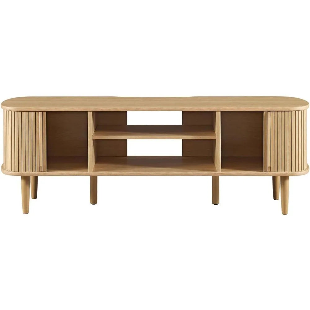 Contour Mid-Century Modern 55" Media TV Stand in Oak, 15 x 54.5 x 18.5