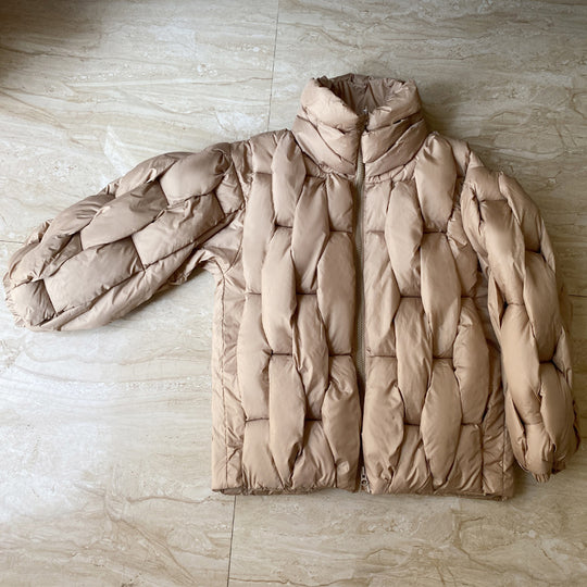 Plus Size Woven Twisted Down Cotton-padded Jacket