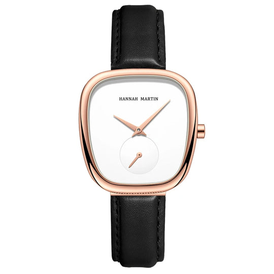 2023 New Women's Quartz Wristwatch 34mm Wine Barrel Rose Gold Black Stopwatch Fashionable Minimalist Style Oval Women's Watches