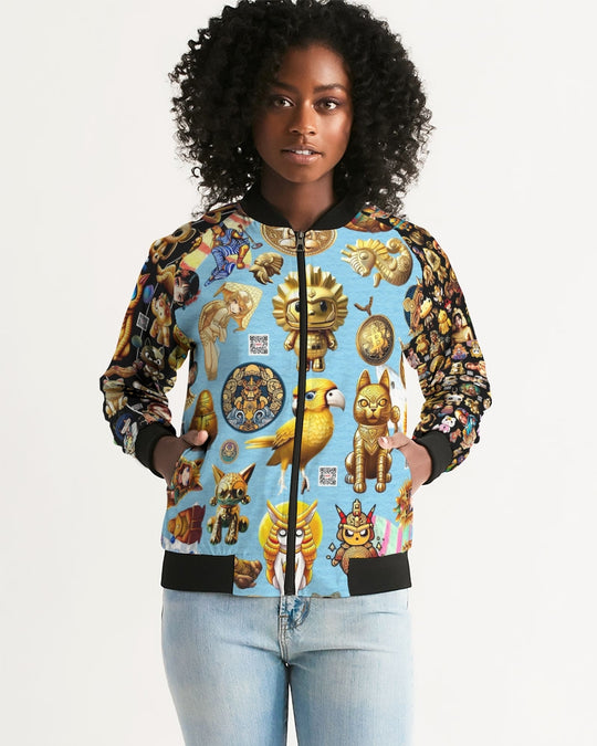 4 Annunaki Abstrak Collection Women's All-Over Print Bomber Jacket