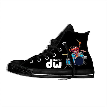 Hot Animal Drummer Show Muppet Drum Novelty Design Fashion Lightweight High Top Cloth Shoes Men Women Casual Breathable Sneakers