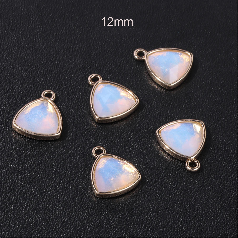 1-3pcs Natural Stone Pendant Triangle Shape Amethyst Lapis Lazuli Opal Charm For Jewelry Making Necklace Earrings Accessory 12mm