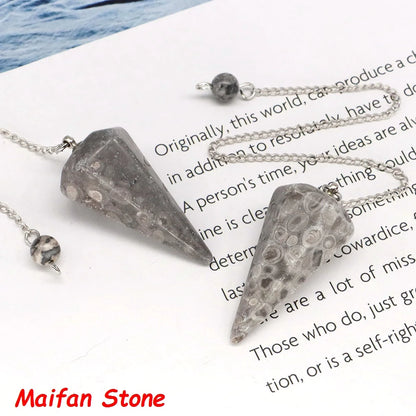 7 Chakra Pendulum Natural Stones Healing Crystal For Wicca Divination Witchcraft Dowsing Reiki Quartz Jewelry Pendants Wholesale