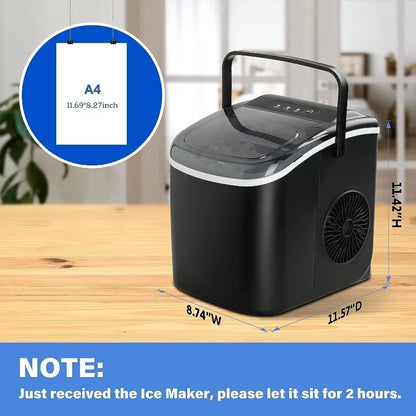 YSSOA Portable Ice Maker for Countertop, 9 Ice Cubes Ready in 6 Mins, 26lbs Ice/24Hrs, with Self-Cleaning Feature