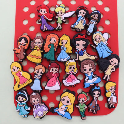 1-22Pcs Snow White Tinker Bell Shoe Charms Princess Button Decorations DIY Disney Girls Favorite Birthday Gifts