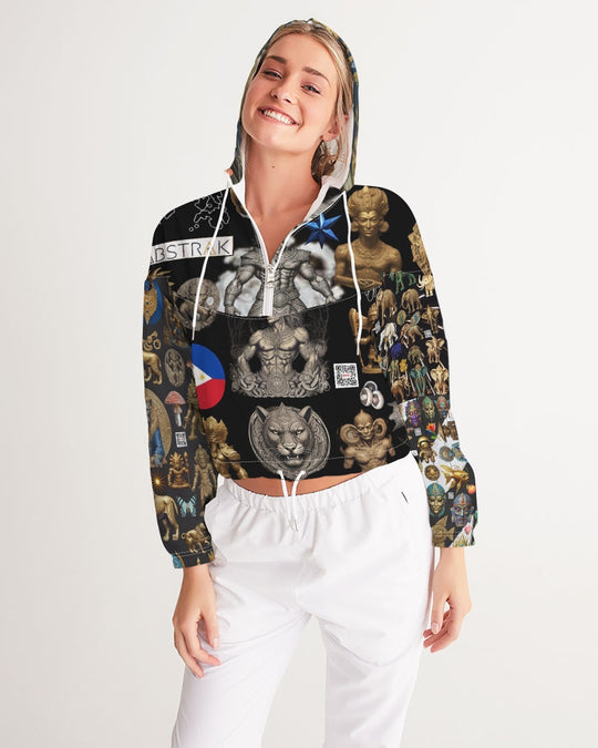 IMG_0540 Women's All-Over Print Cropped Windbreaker