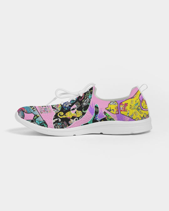 Colorful Artistic Abstract Women's Lace Up Flyknit Shoe