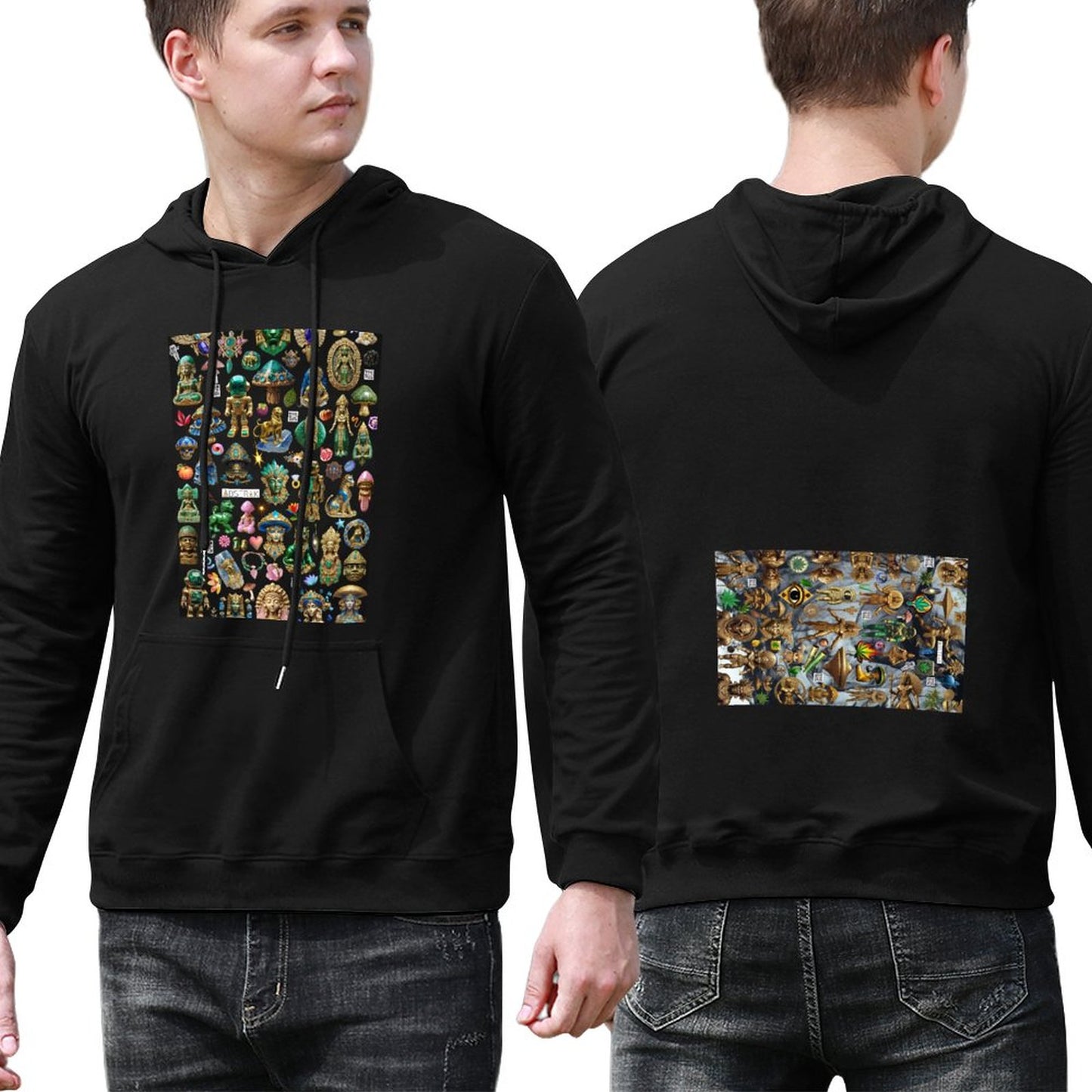 DTG 255gsm Men's Hoodie with Pouch (Dual-sided Printing)