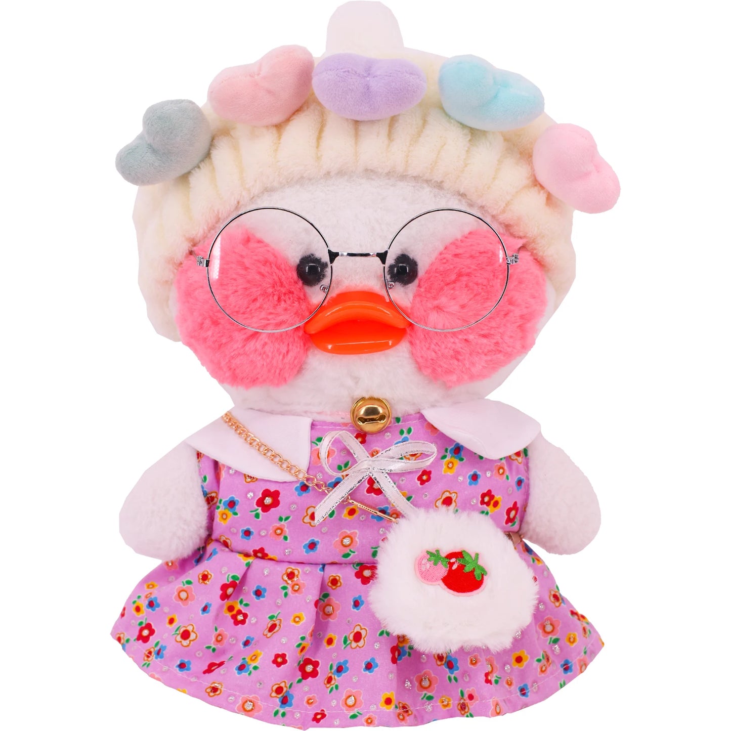 2022 30cm Duck Plush Cafe Lalafafan Clothes Duck Bag Glassess Floral Dress Clothes For 20-30cm Plush Animal Doll Toy Accessories