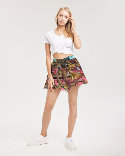 Abstrak dragonfly Women's All-Over Print Ruffle Shorts