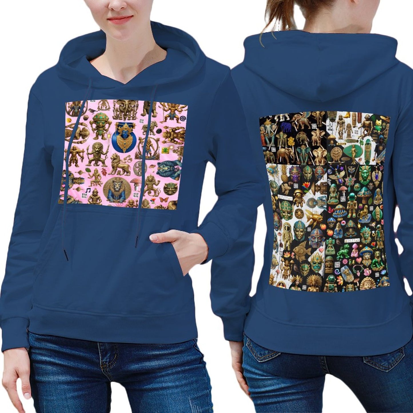 DTG 255gsm Cotton Women's Hoodie with Pocket (Dual-sided Printing)