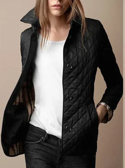 Quilted Coat  Winter Jacket Women Turn-down Collar Jackets for Women 2023 Elegance Office Lady Single-breasted Warmth Streetwear