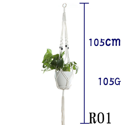 Flower Pot Net Bag Beige Cotton Rope Indoor Plant Hanger Hanging Basket Sling