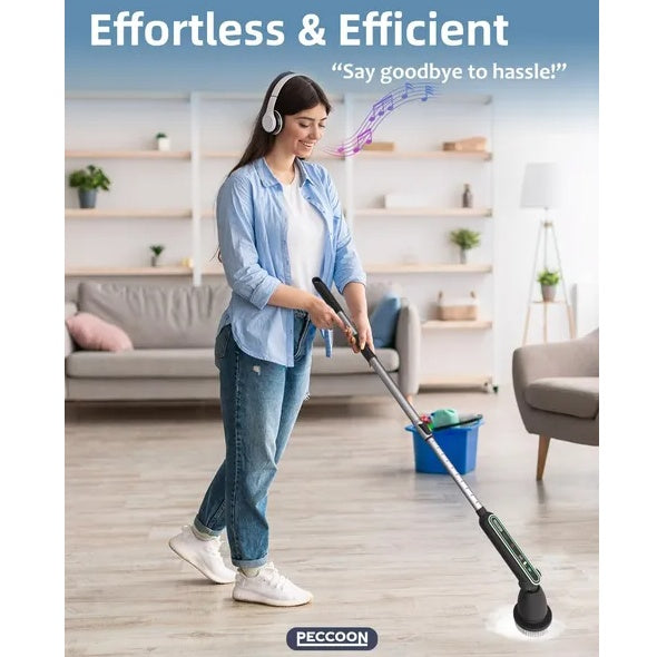 Electric Spin Scrubber, 2024 New Super Quiet Power Cleaning Brush For Bathroom Floor Tile With Long Handle, Cordless Shower Brush With 7 Replaceable Brush Heads, 120Mins Work Time, Dual Speeds