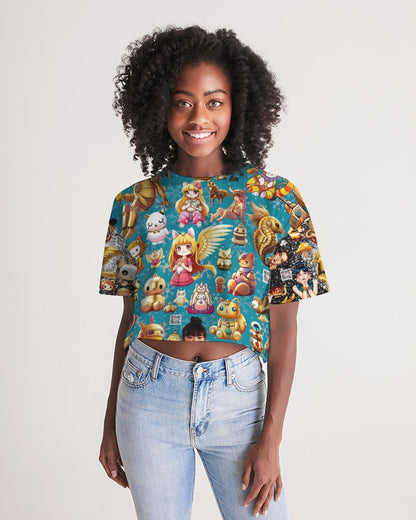 Womens Abstrak Women's All-Over Print Lounge Cropped Tee