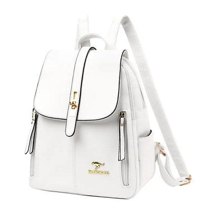 2024 Women Leather Backpacks Fashion White Shoulder Bags Female Backpack Ladies Travel Backpack School Bags for Girls Mochila