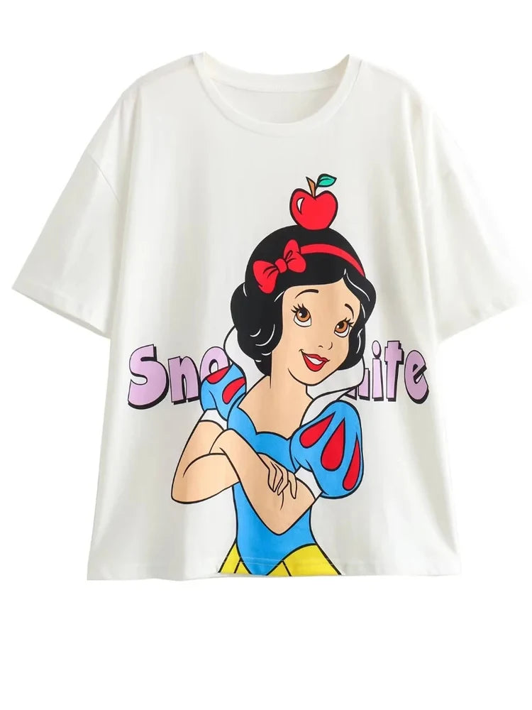 Disney T-Shirt Bambi Deer Fashion Women T-Shirt Summer Cartoon O-Neck Short Sleeve T-Shirt Women Casual Tee Tops Female Femmes