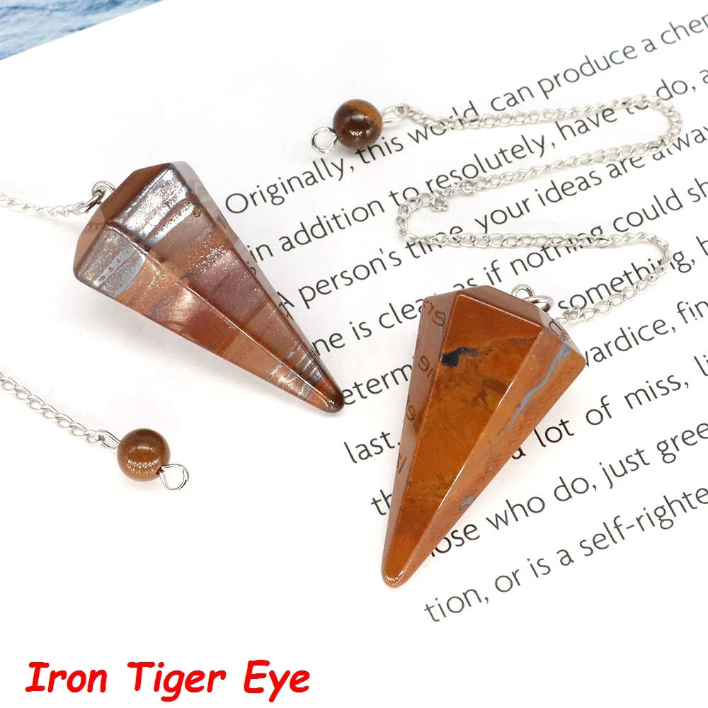 7 Chakra Pendulum Natural Stones Healing Crystal For Wicca Divination Witchcraft Dowsing Reiki Quartz Jewelry Pendants Wholesale