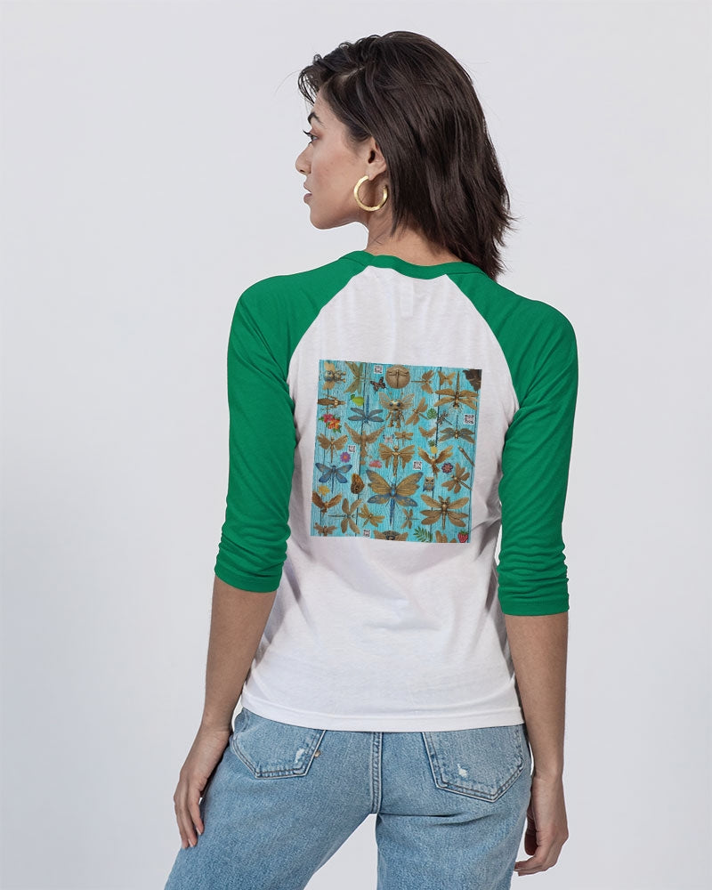 Abstrak dragonfly Unisex Three-Quarter Sleeve Baseball Tee | Bella + Canvas