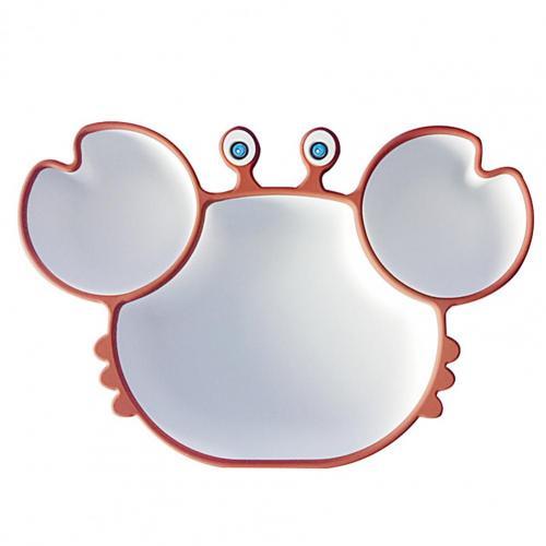 Silicone Cartoon Crab Plate Sucker Tableware For Baby Dinner Plate Infant