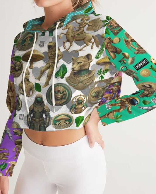 Ancient Abstrak Collection Women's All-Over Print Cropped Hoodie