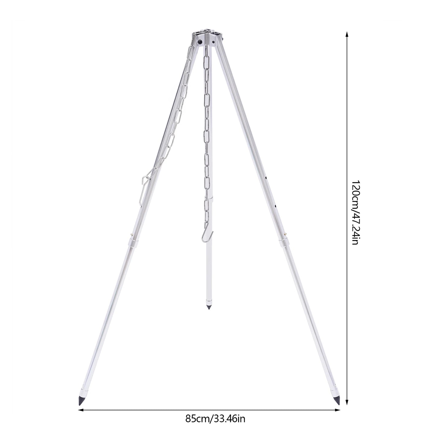 White Camping Tripod Lantern Tripod Hanger with Storage Bag For Outdoor Activities Outdoor Camping Stainless Steel Triangle Hang