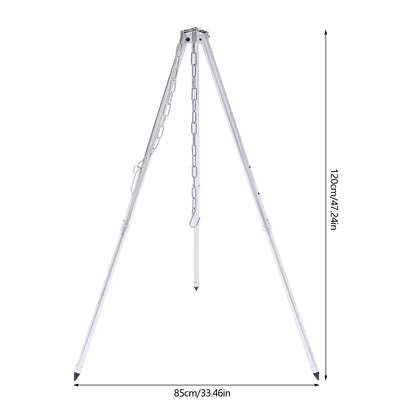 White Camping Tripod Lantern Tripod Hanger with Storage Bag For Outdoor Activities Outdoor Camping Stainless Steel Triangle Hang