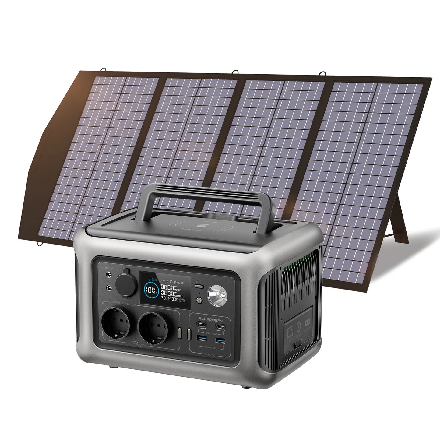 ALLPOWERS R600 Portable Powerstation with Solarpanel (Optional)，299Wh 600W LiFePO4 Battery for Home Backup Outdoors Camping RV