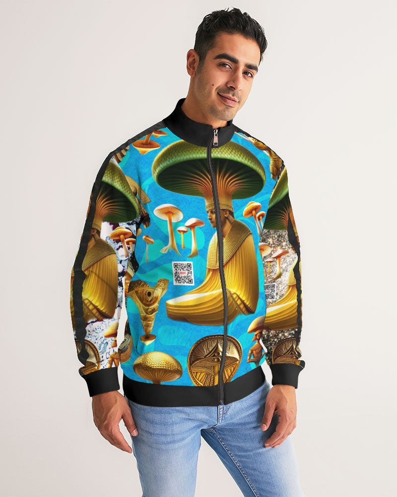 Illustration Abstrak Men's All-Over Print Stripe Sleeve Track Jacket