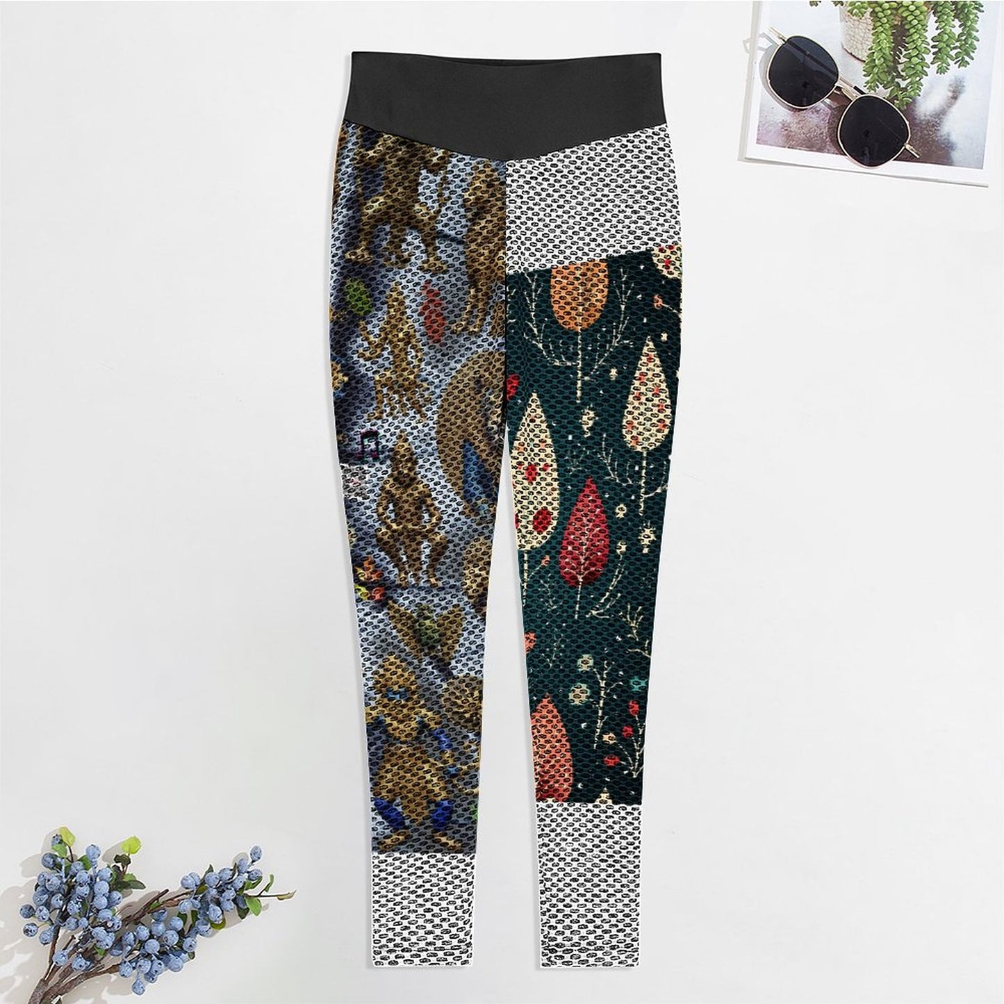 Custom Printed Honeycomb Textured Yoga Pants for Women (All-Over Printing)