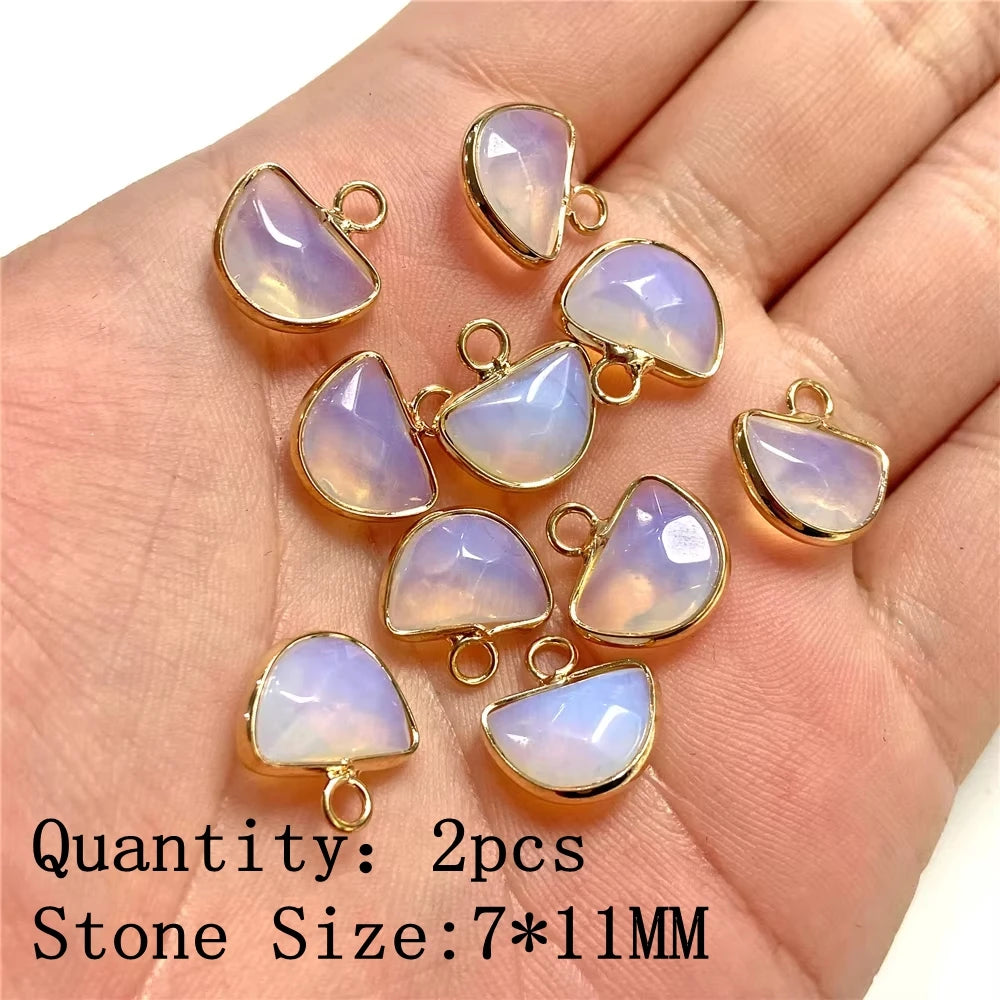 2pcs White Opal Pendants Charms Water Drop Heart Round Square Shape Pendant for Jewelry Making Diy Bracelet Necklace Earrings