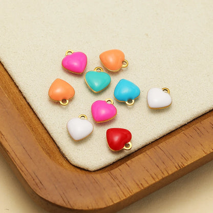 20pcs Stainless Steel Multicolor Enamel Heart Charms Pendant for DIY Jewelry Necklace Findings Bracelet Supplies Earrings Making