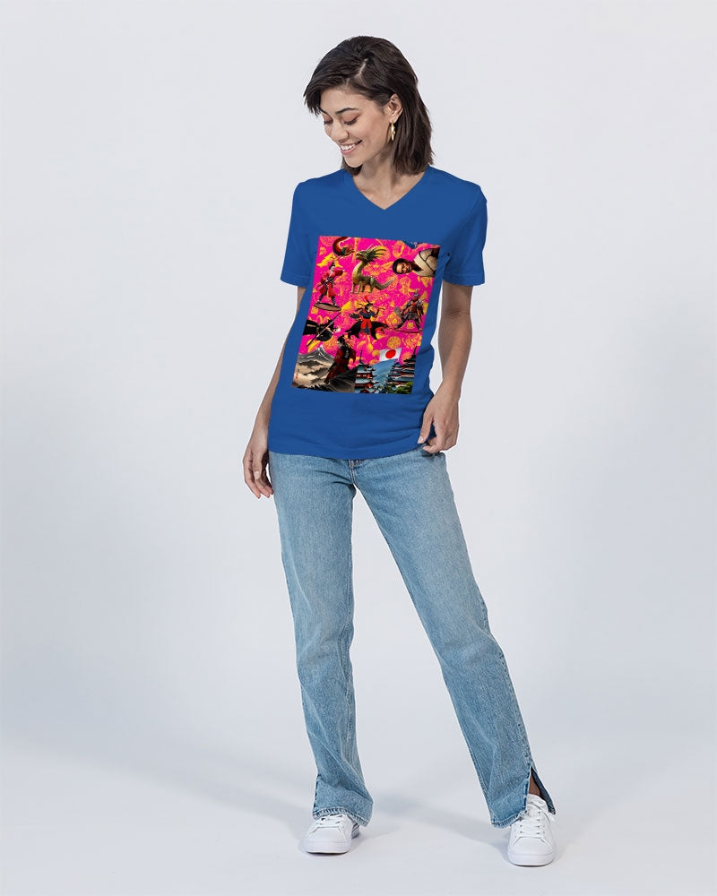 Trendy Abstrak Pattern Unisex Jersey V-Neck Tee | Bella + Canvas