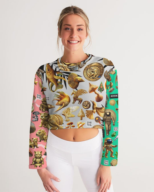 Ancient Abstrak Collection Women's All-Over Print Cropped Sweatshirt